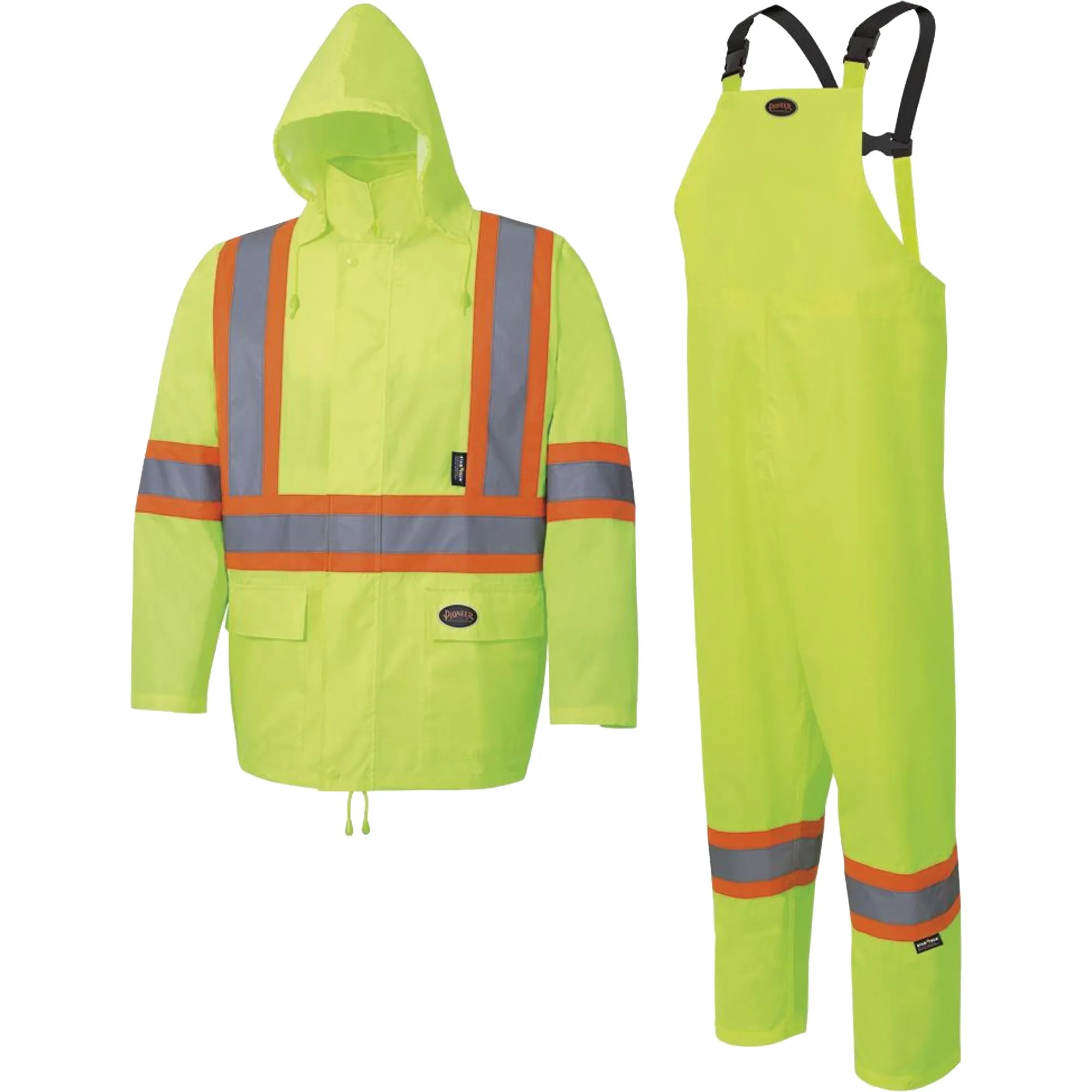 150D Oxford Rain Suit, Polyester, Large, Lime-Yellow